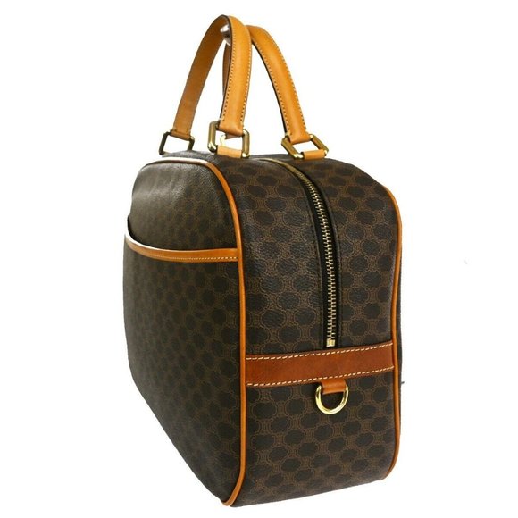 Auth CELINE Macadam Pattern Hand Bag PVC Leather Brown Gold Made In Italy - Picture 4 of 16